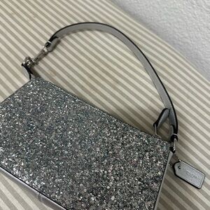 Coach Silver Shoulder Bag with Glitter Finish